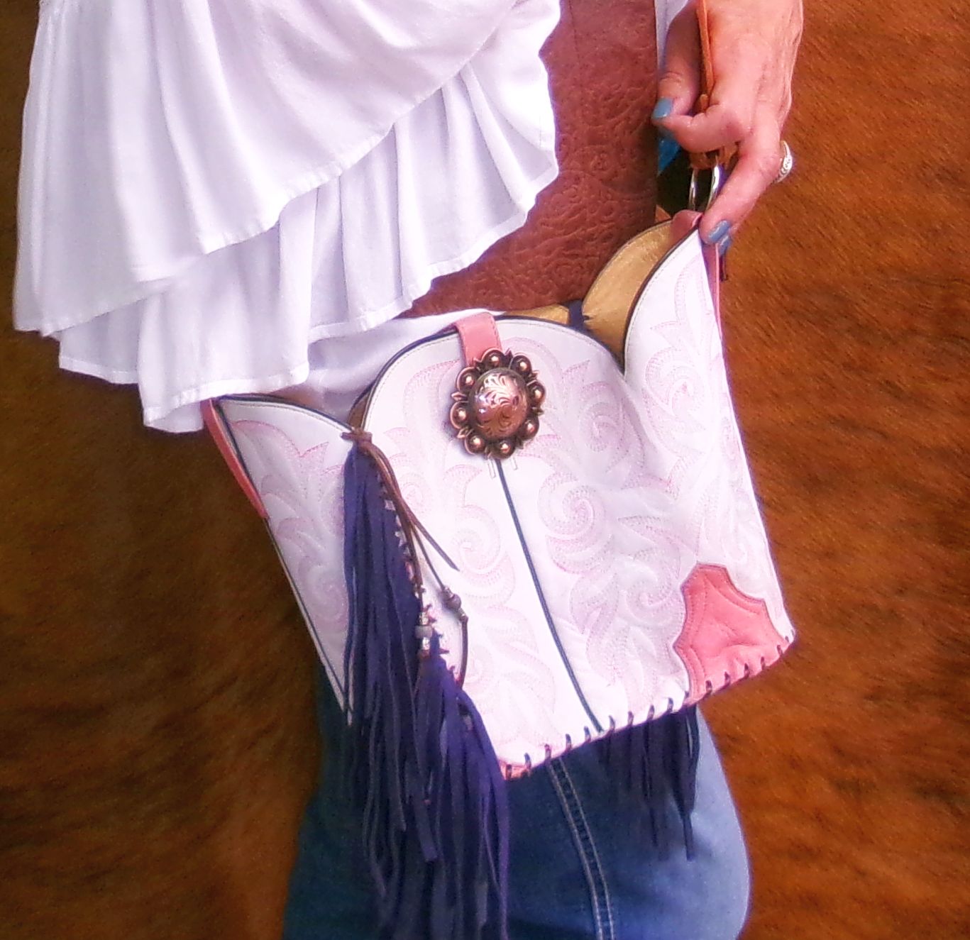 Bucket Bag Cowboy Boot Fringe Purse BK142